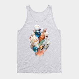 Shell collage with beach glass Tank Top